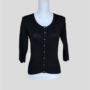 White House Black Market black fitted cardigan sweater